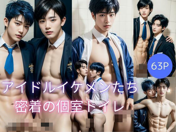 【制服】【BL写真集】アイドルイケメンたち個室トイレで密着｜