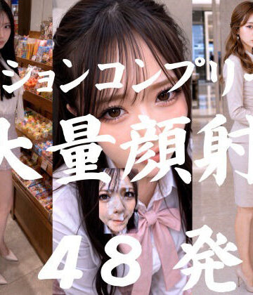【制服】大量顔射マン、ショッピングモール縛りの射精ミッション27人＋おまけ21人、ミッションクリアを目標に大量顔射するオムニバス【4K超画質縦動画】 】Facial Compilation｜AI顔射同好会★